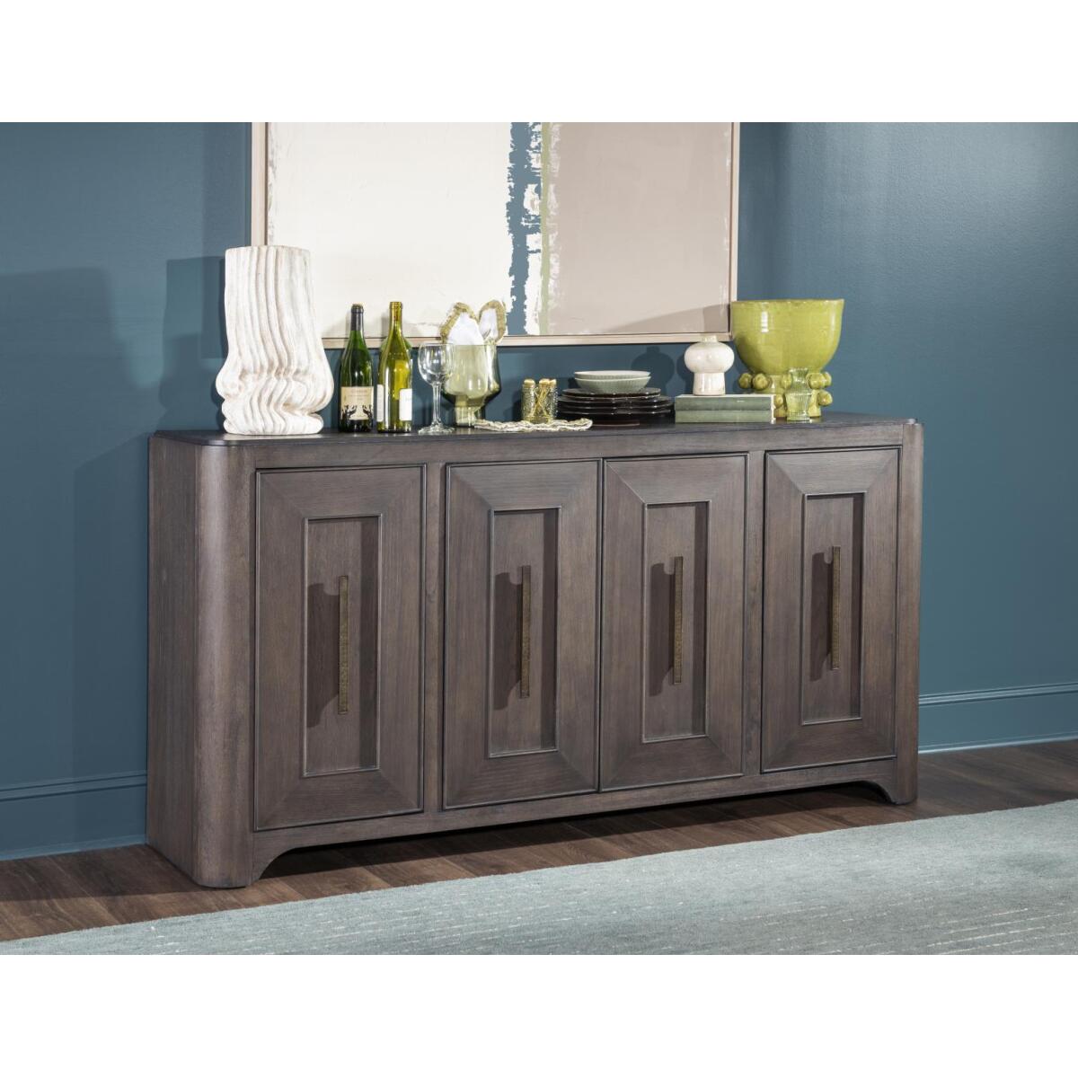 Credenza With Wood Top Dining Storage Brown 6