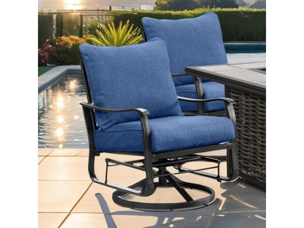 Segovia Swivel Glider Arm Chair (2/CTN) Outdoor Chairs Blue