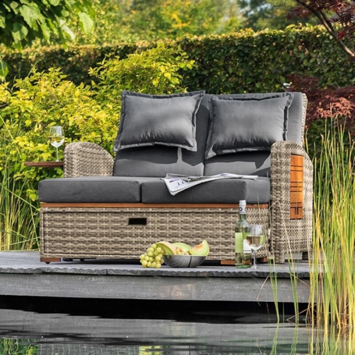Bahia Tobago Reclining Chaise Lounge Outdoor Loveseats Brown/Dark Gray 4