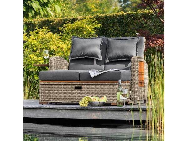 Bahia Tobago Reclining Chaise Lounge Outdoor Loveseats Brown/Dark Gray