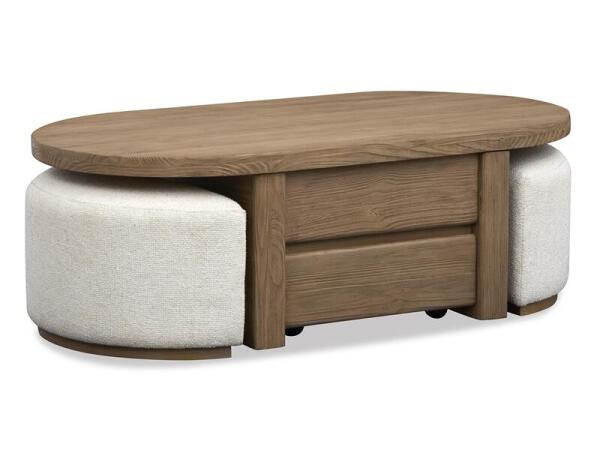 Hayden Lift Top Stg.Cocktail Table w/Casters & 2 Uph.Stools