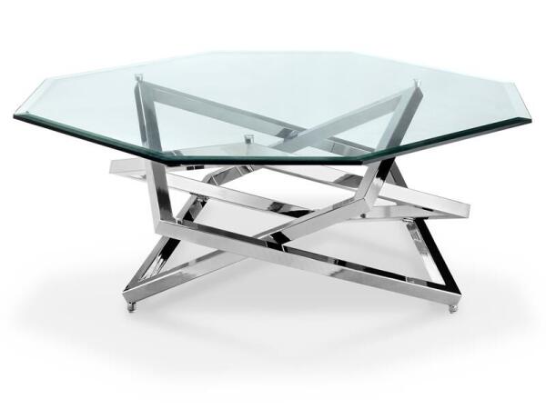 Lenox Square Glass Octagonal Cocktail Table Top SU Cocktail & Coffee Tables Chrome