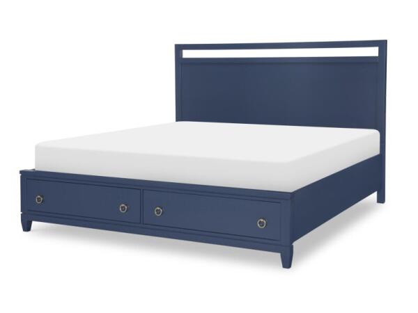 Complete Panel Bed W Storage Ca King 6/0 Blue Finish Beds Beds