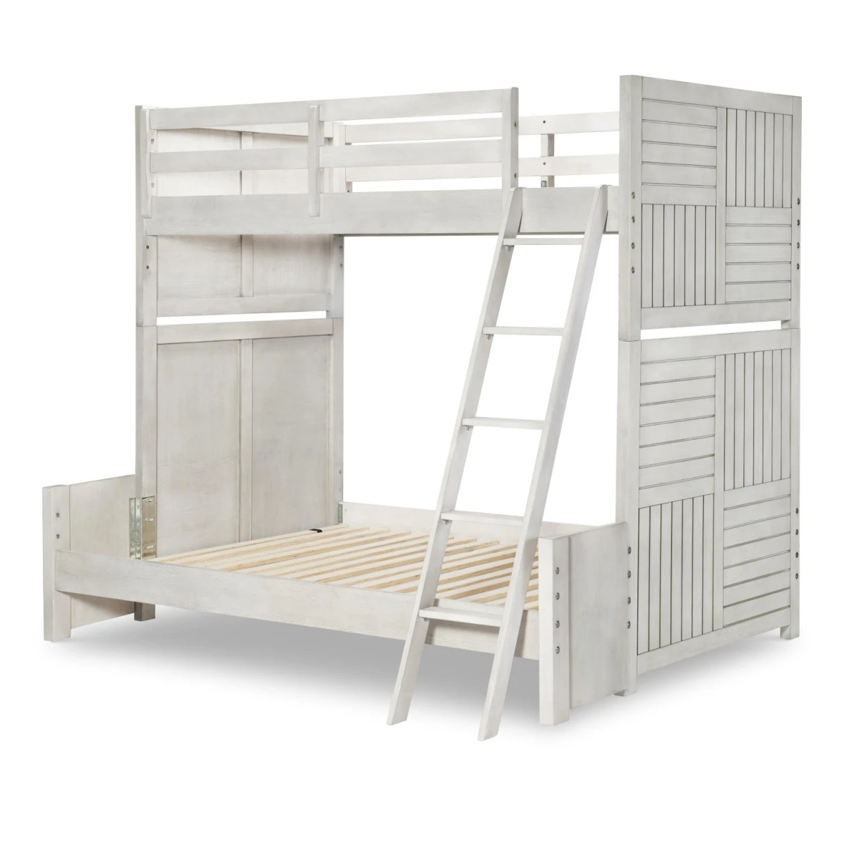 Complete Twin Over Full Bunk Bed Stone Path Gray Finish - Image 8
