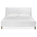 Lindon Complete Queen White Upholstered Island Bed