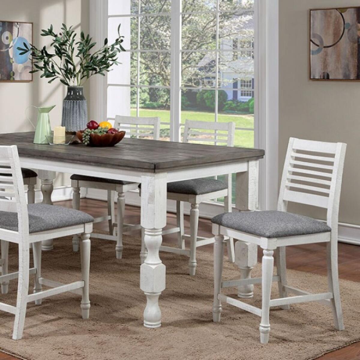 Calabria 7 Pc Counter Ht Table Set Dining Tables Antique White/Gray 4