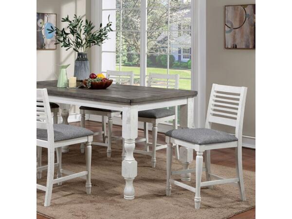 Calabria 7 Pc Counter Ht Table Set Dining Tables Antique White/Gray