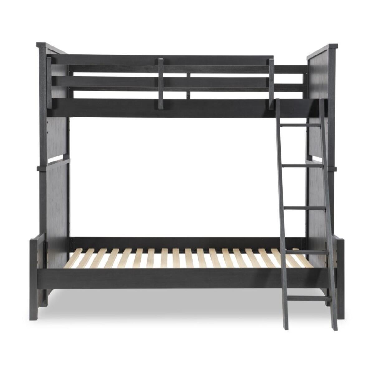 Complete Twin Over Full Bunk Bed Black Finish Youth Beds Black 9