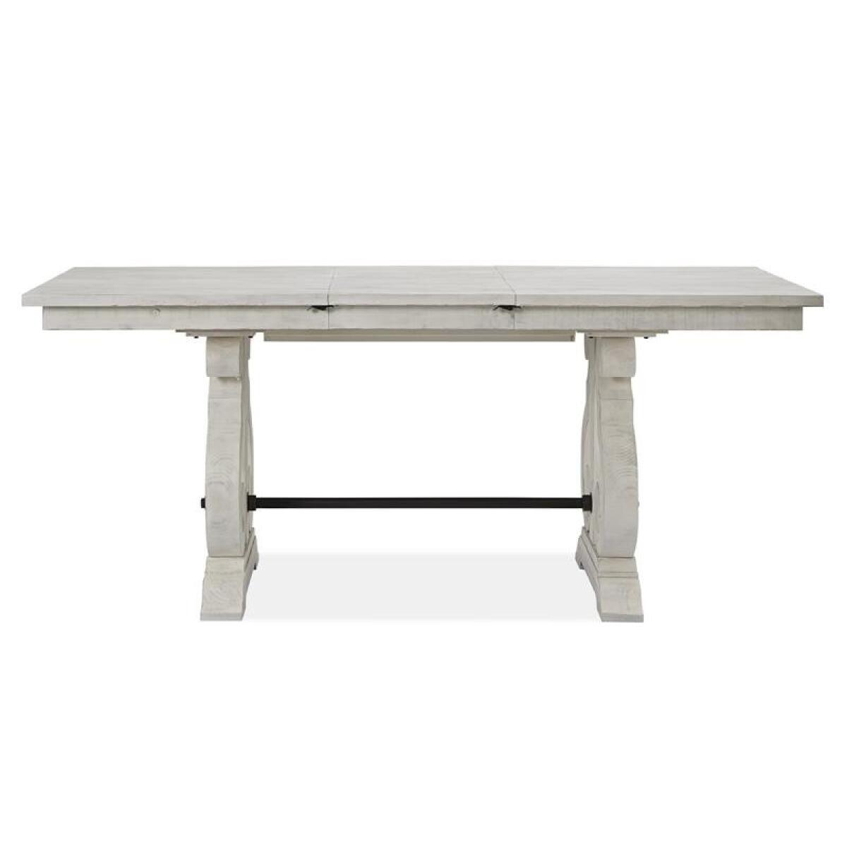 Bronwyn Rectangular Counter Height Table Dining Tables Alabaster, Toasted Nutmeg, Antique Brass w/Pewter Overlay, Baja Natural Fabric 5