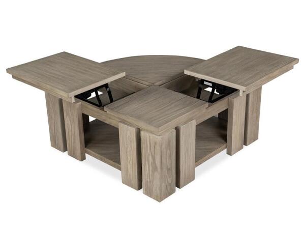 Conrad Pie Shaped Lift Top Cocktail Table w/Casters - Image 4