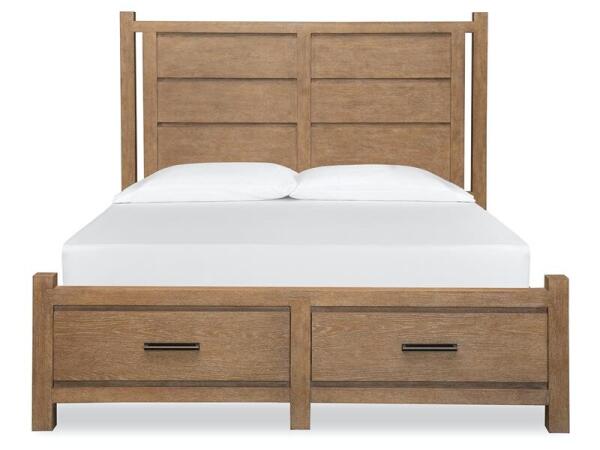 Plum Creek – LT. Brown Complete Queen Panel Storage Bed Beds Beds
