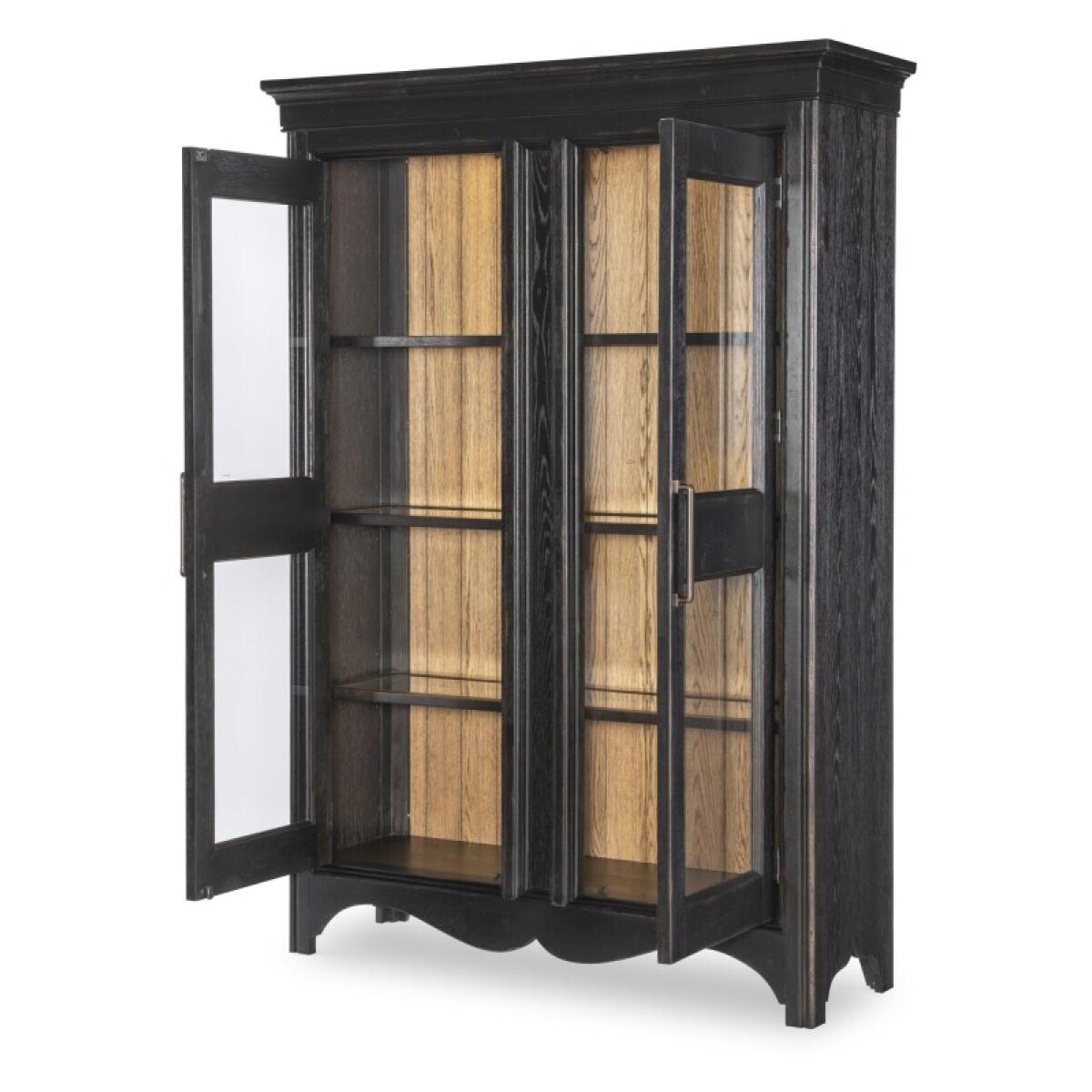 Glass Front Display Cabinet Dining Storage Barnwood Oak And Kettle Black 7