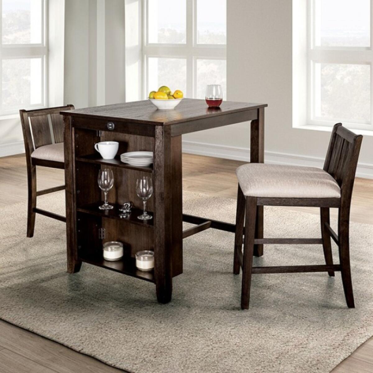7255b091dddeb1f9eadbb1b766d99f3d Lescles 3 Pc Counter Ht Set (1 Table + 2 Chairs) - Image 1