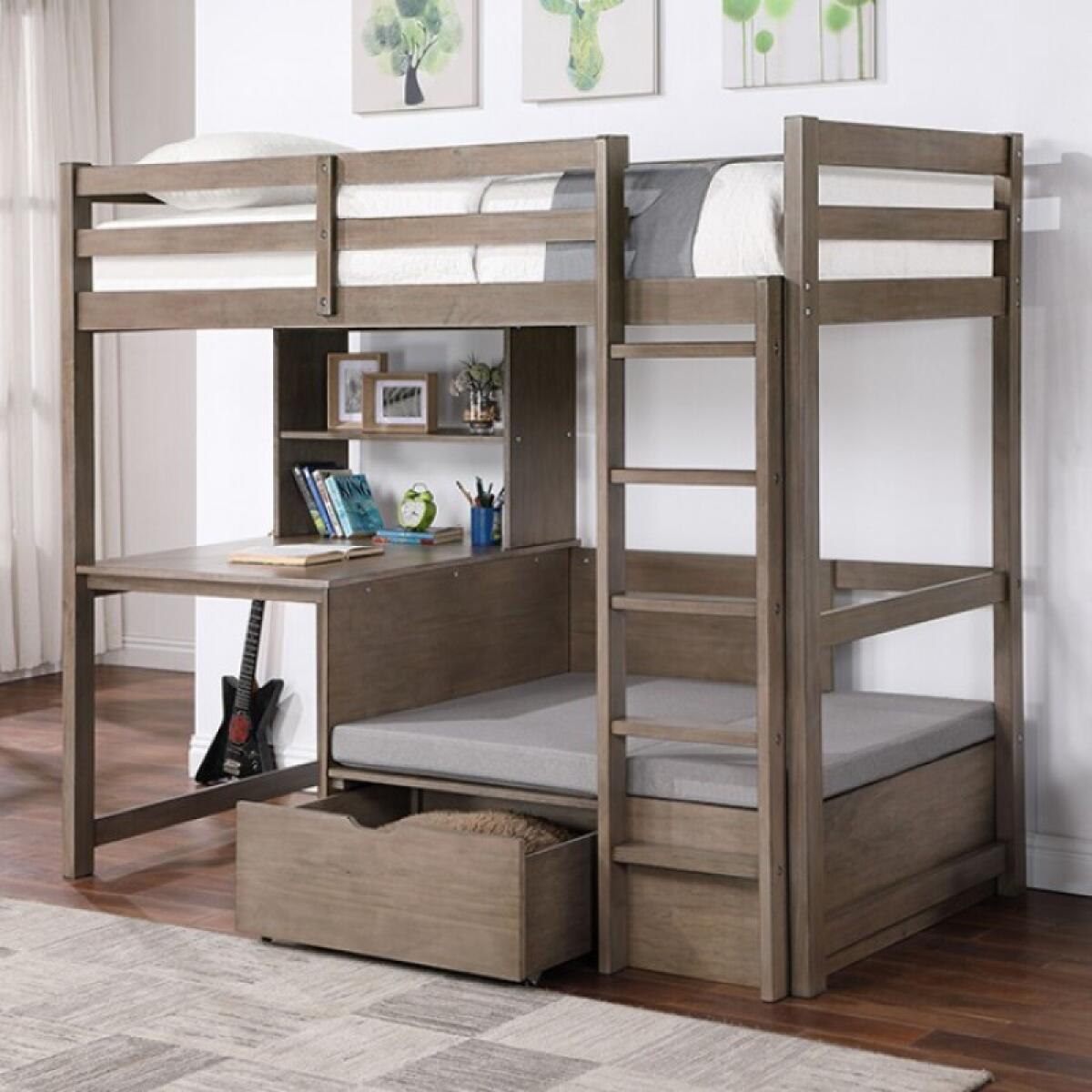 Callistus Twin/Workstation Loft Bed Youth Beds Brown 4