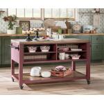Kitchen Island 6 Drw W/casters Dining Storage Barnwood Oak And Spiced Apple 21