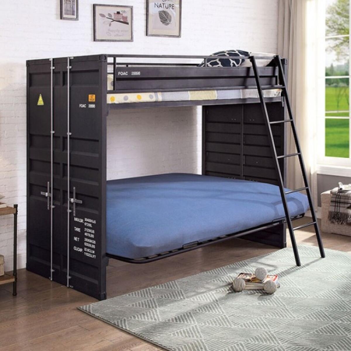 Lafray Twin Bunk w/ Futon Base Youth Beds Black 5
