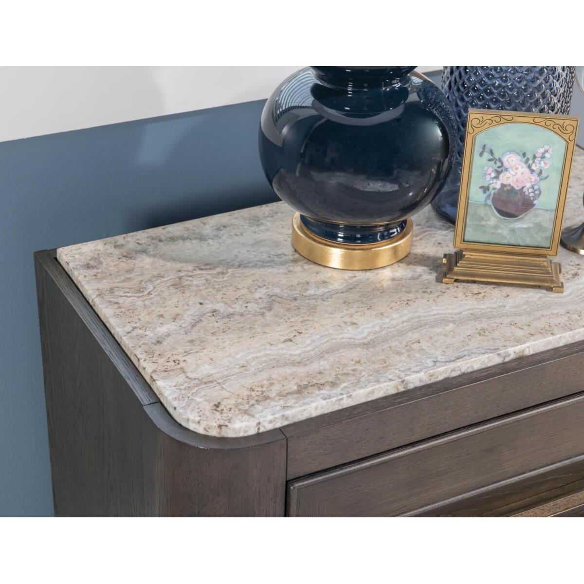 2 Drawer Nightstand With Stone Top Nightstands Brown 7