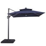 Xico 8 Ft Square Umbrella w/ Double Top w/ LED Light + 37" Large Base - Image 3