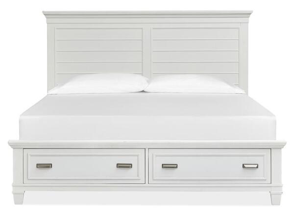 Charleston Wood Queen Panel Bed Storage Footboard – White SU Bed Parts Bed Parts