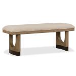 Tristan - LT. Brown Backless Bench w/Upholstered Seat & U-Shaped Legs