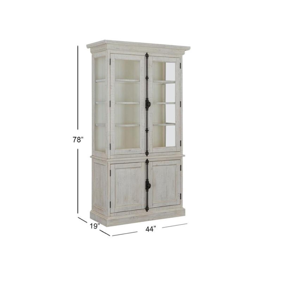 Bronwyn Dining Cabinet Dining Storage Alabaster, Toasted Nutmeg, Antique Brass w/Pewter Overlay, Baja Natural Fabric 6
