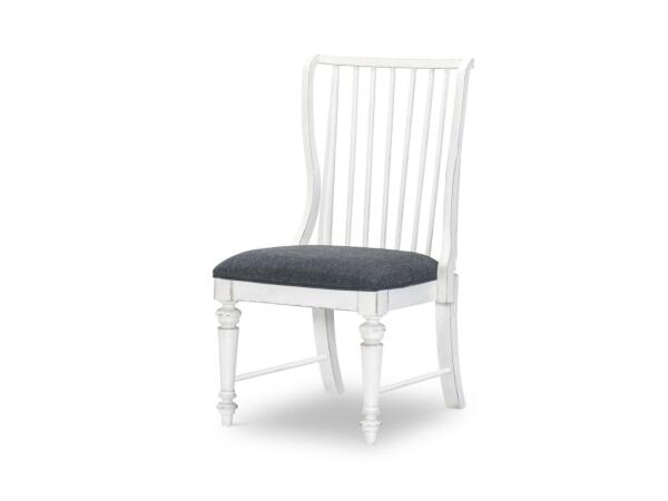 Slat Back Side Chair Chairs & Benches Aged White