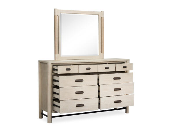 Drawer Dresser with Landscape Mirror Dressers Cream