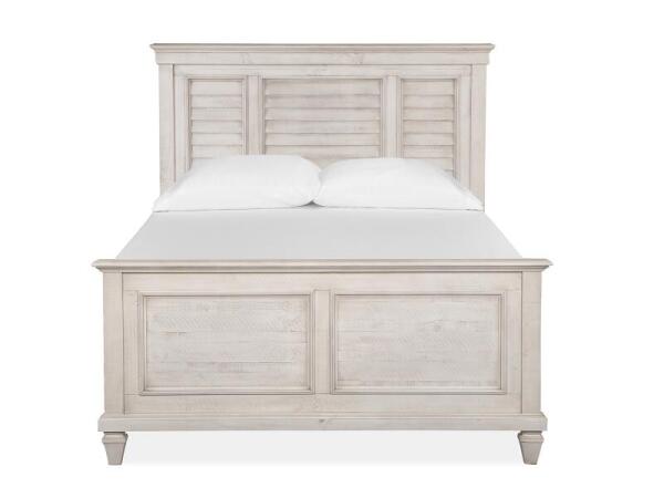 Newport Wood Queen Shutter Panel Bed Headboard KD Bed Parts Alabaster 5