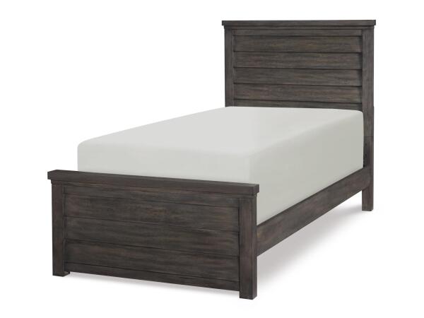 Complete Louvered Panel Bed T (3/3) Youth Beds Aged Barnwood