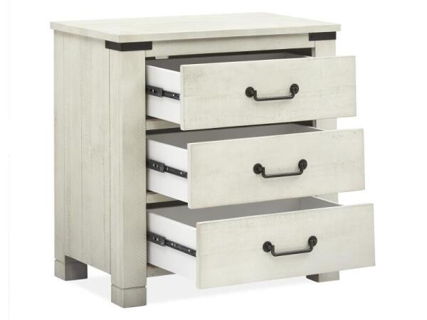 Chesters Mill Drawer Nightstand Nightstands Alabaster, Aged Iron 15