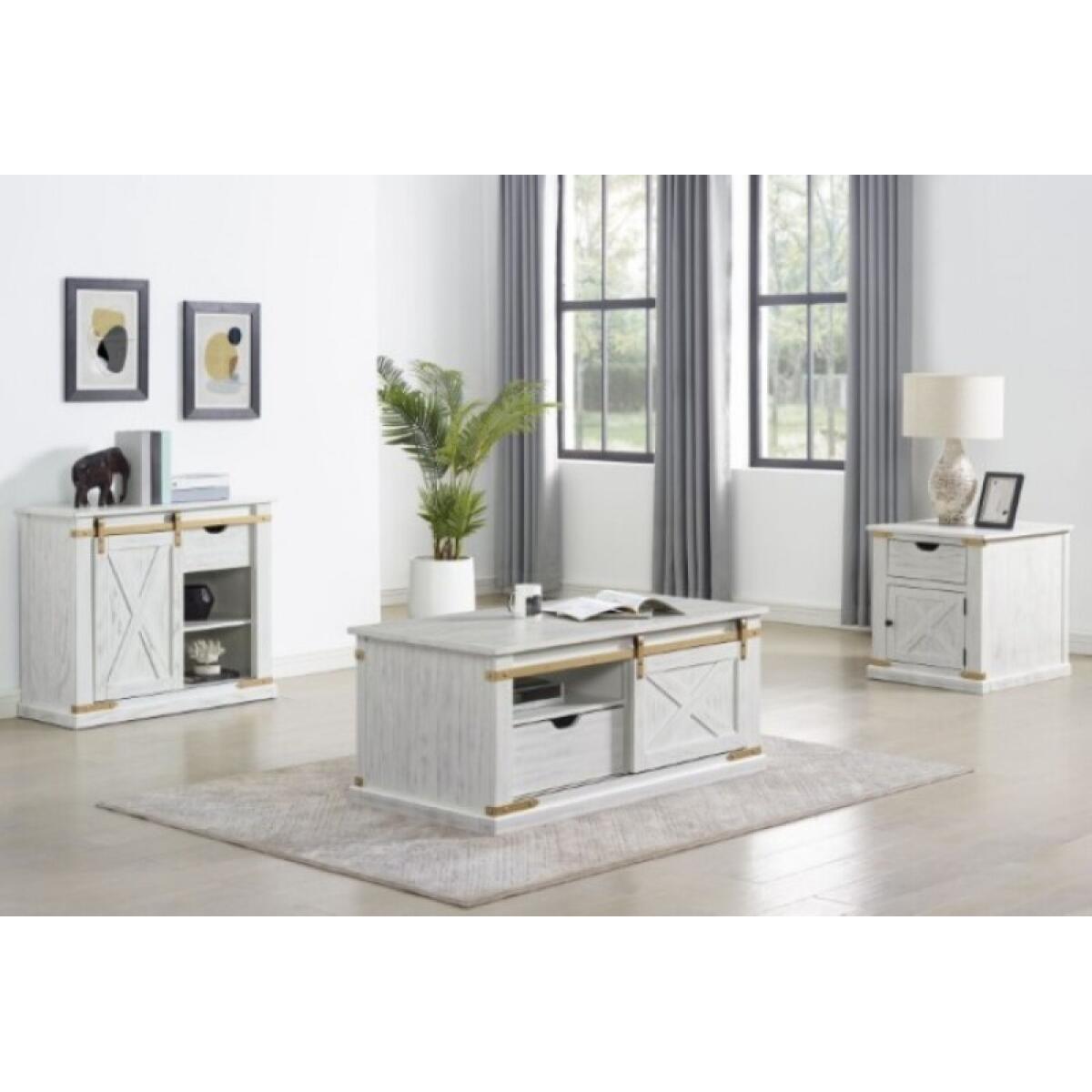 Bacerra End table End tables Antique White/Gold 5