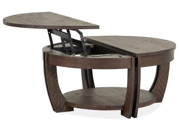 Lyndale Lift Top Storage Cocktail Table w/Casters Cocktail & Coffee Tables Brown 14