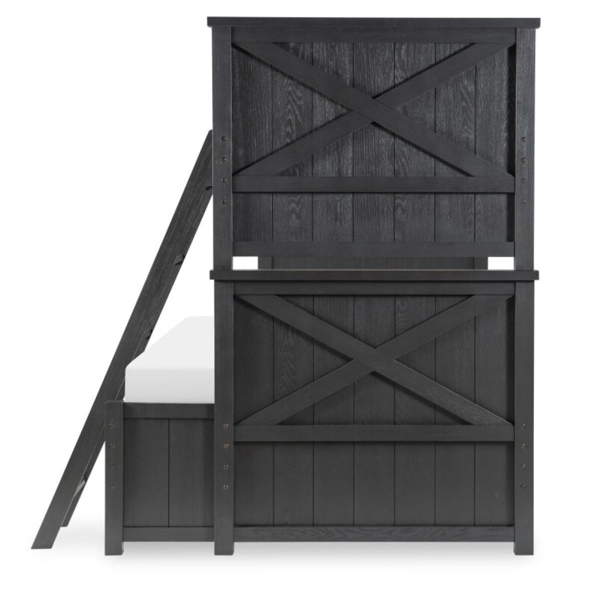 Complete Twin Over Full Bunk Bed Black Finish Youth Beds Black 6