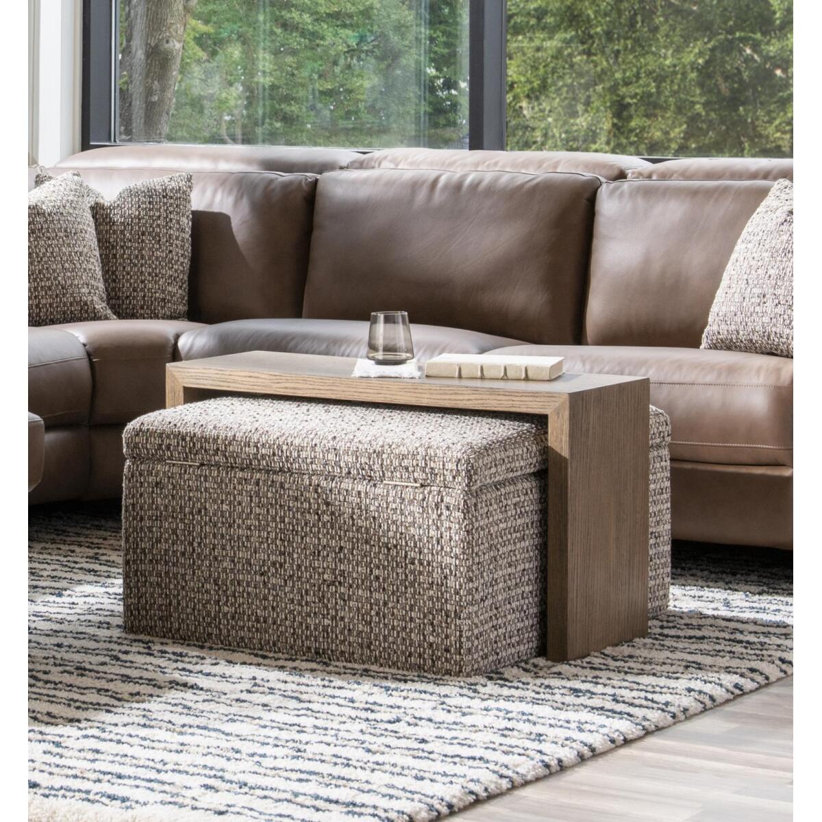 Squarestorgae Ottoman W Wood Top Ottomans & Poufs Brown 4