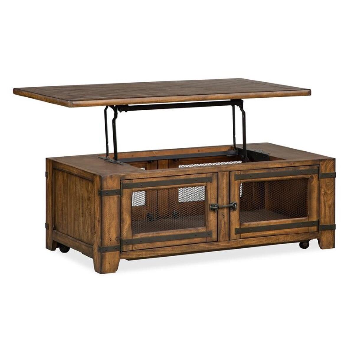Chesterfield Lift Top Storage Cocktail Table w/Casters - Image 7