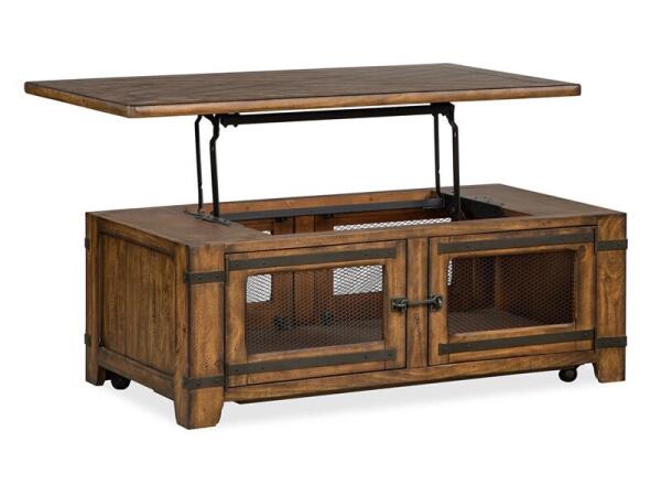 Chesterfield Lift Top Storage Cocktail Table w/Casters - Image 7