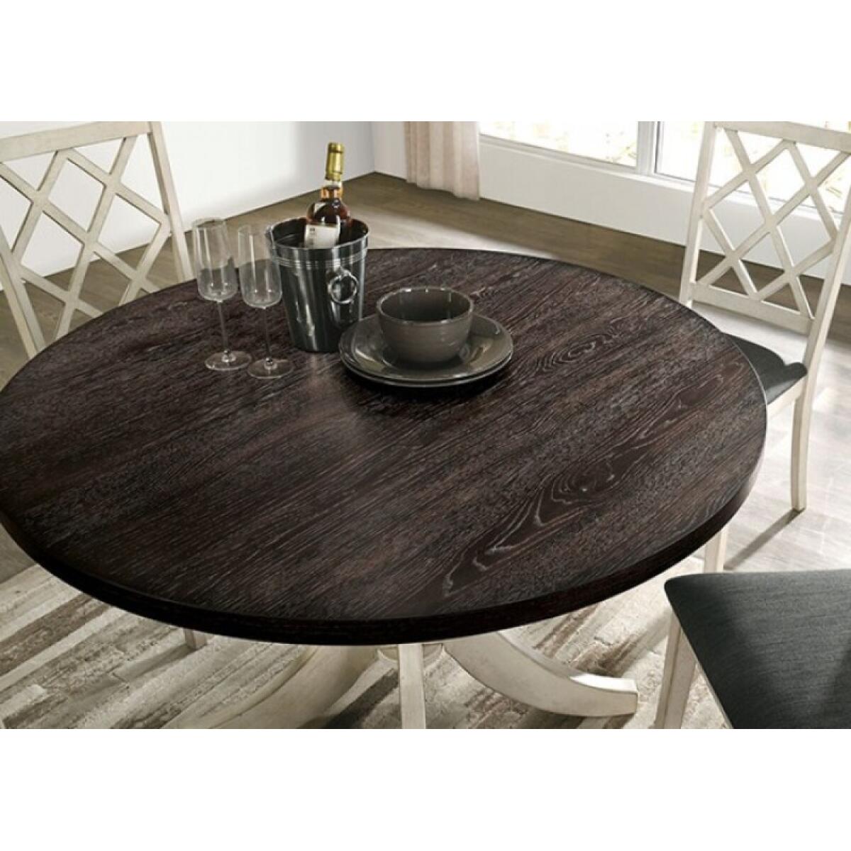 Haleigh Round Table Dining Tables Antique White/Dark Walnut 6