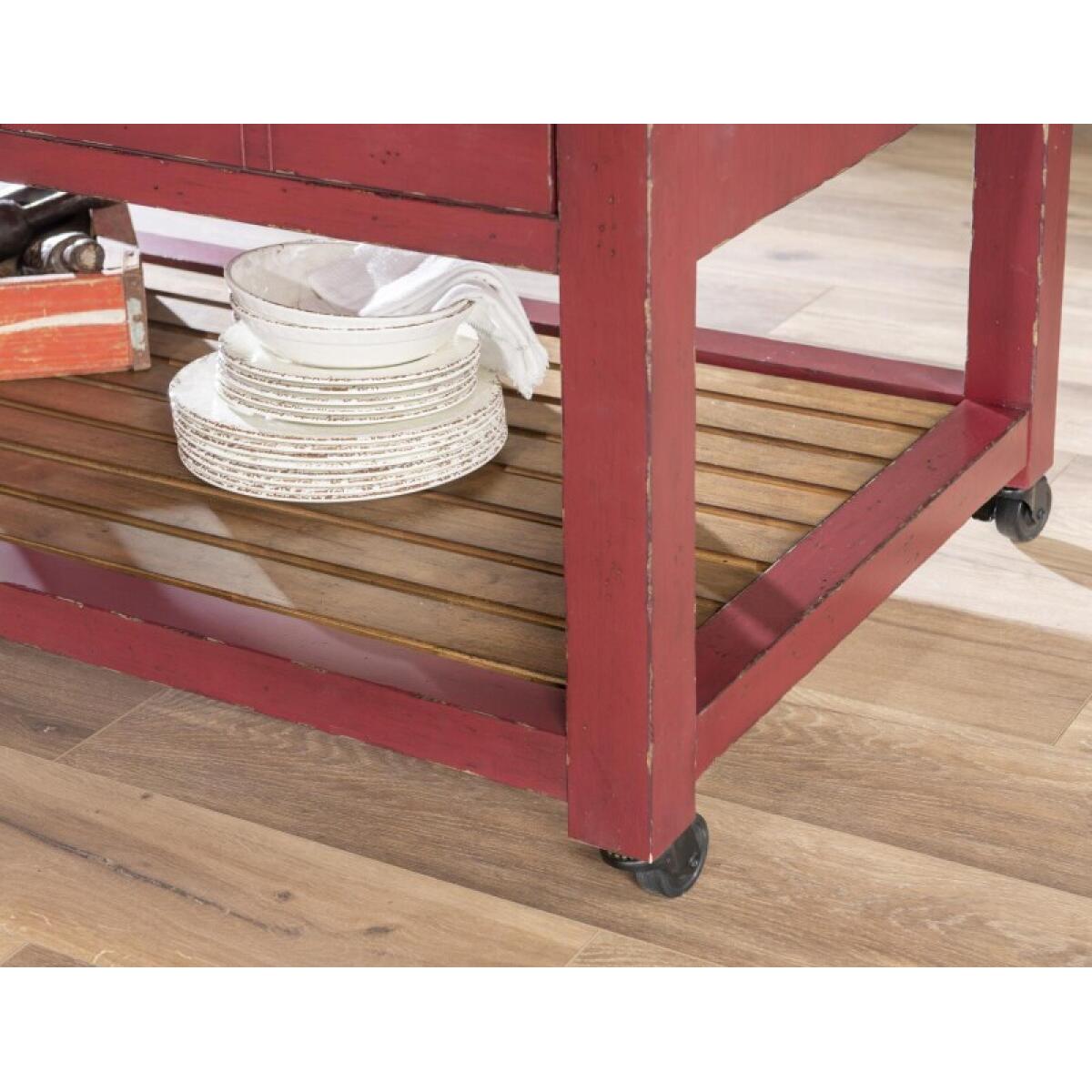 Kitchen Island 6 Drw W/casters Dining Storage Barnwood Oak And Spiced Apple 10