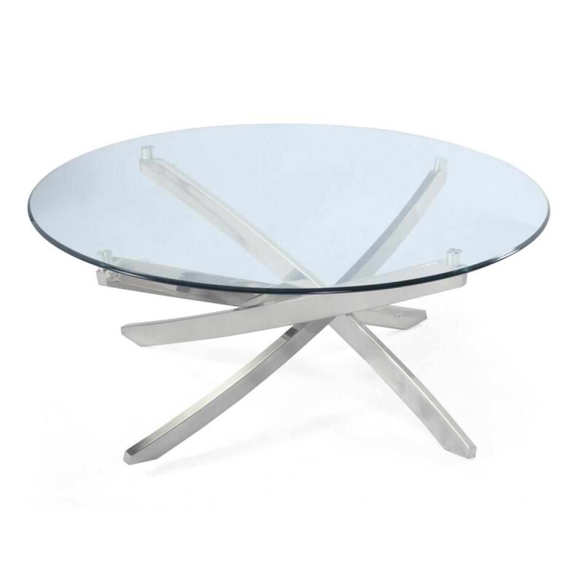 Zila Brushed Nickel Round Cocktail Table Base KD - Image 2