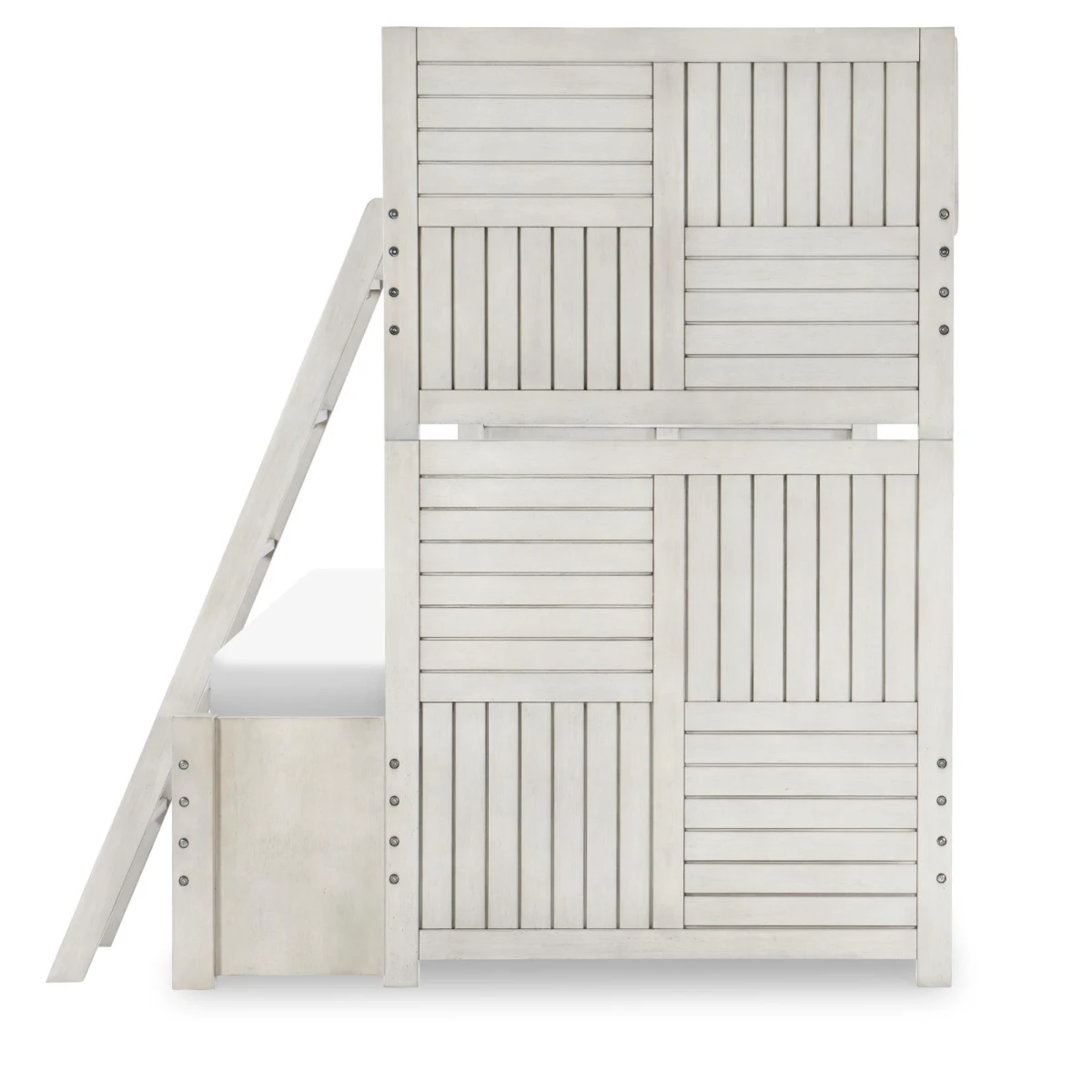 Complete Twin Over Full Bunk Bed Stone Path Gray Finish - Image 5