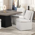 Broager 5 Pc Dining Table Set (White Swivel Chairs) Dining Sets Brown 2
