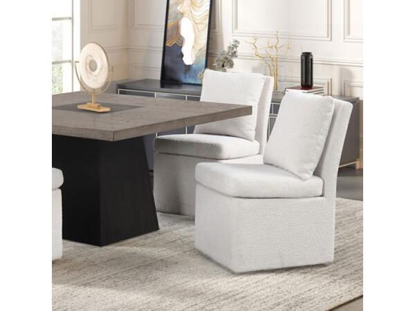 Broager 5 Pc Dining Table Set (White Caster Chairs) Dining Sets Brown