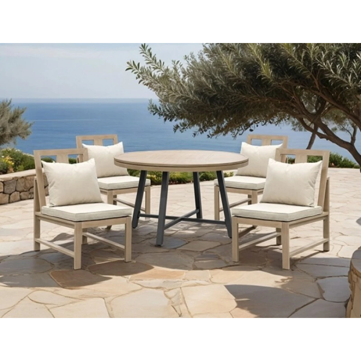 Bordeaux Armless Chair (2/CTN) Outdoor Chairs Cream 5