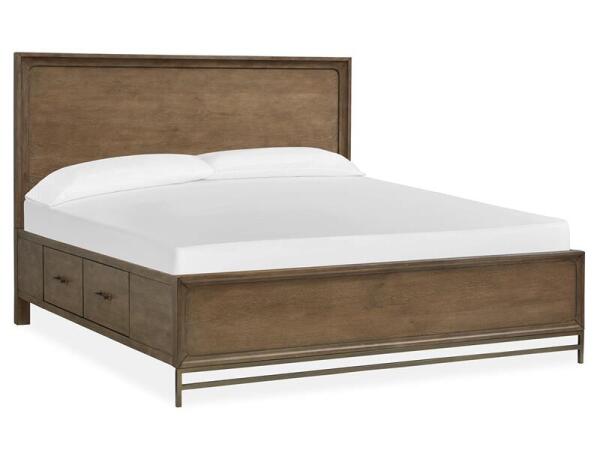 Lindon Complete King Panel Bed w/Storage Rails