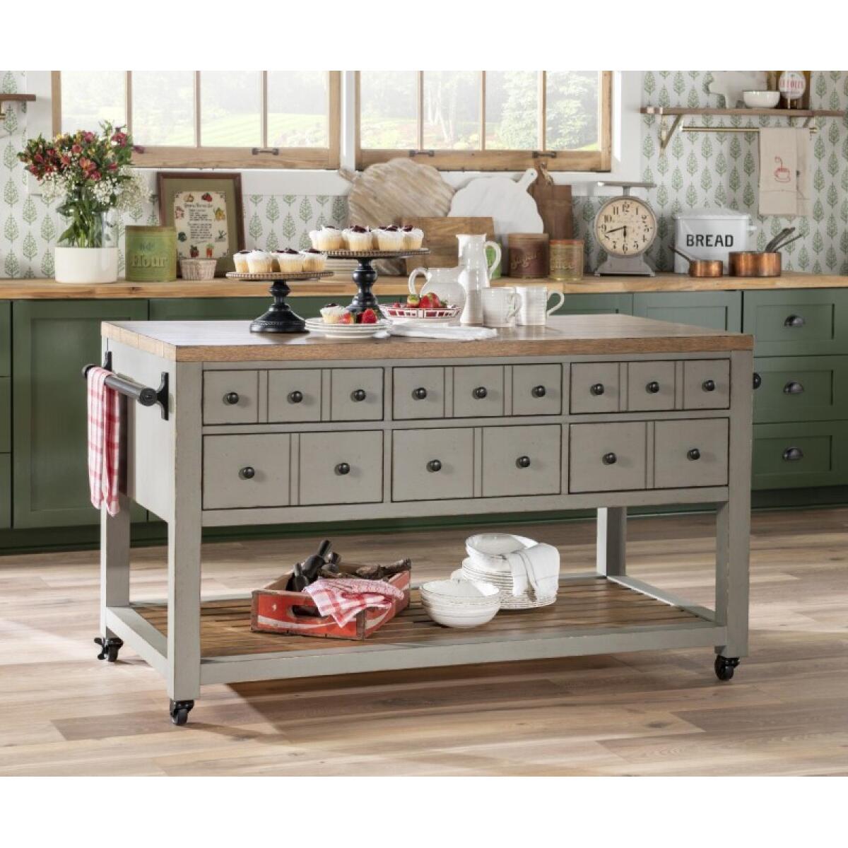 Kitchen Island 6 Drw W/casters - Image 5