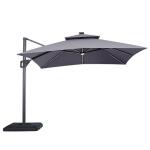 Aurora 10 Ft Square Umbrella w/ Double Top w/ LED Light + 37" Large Base