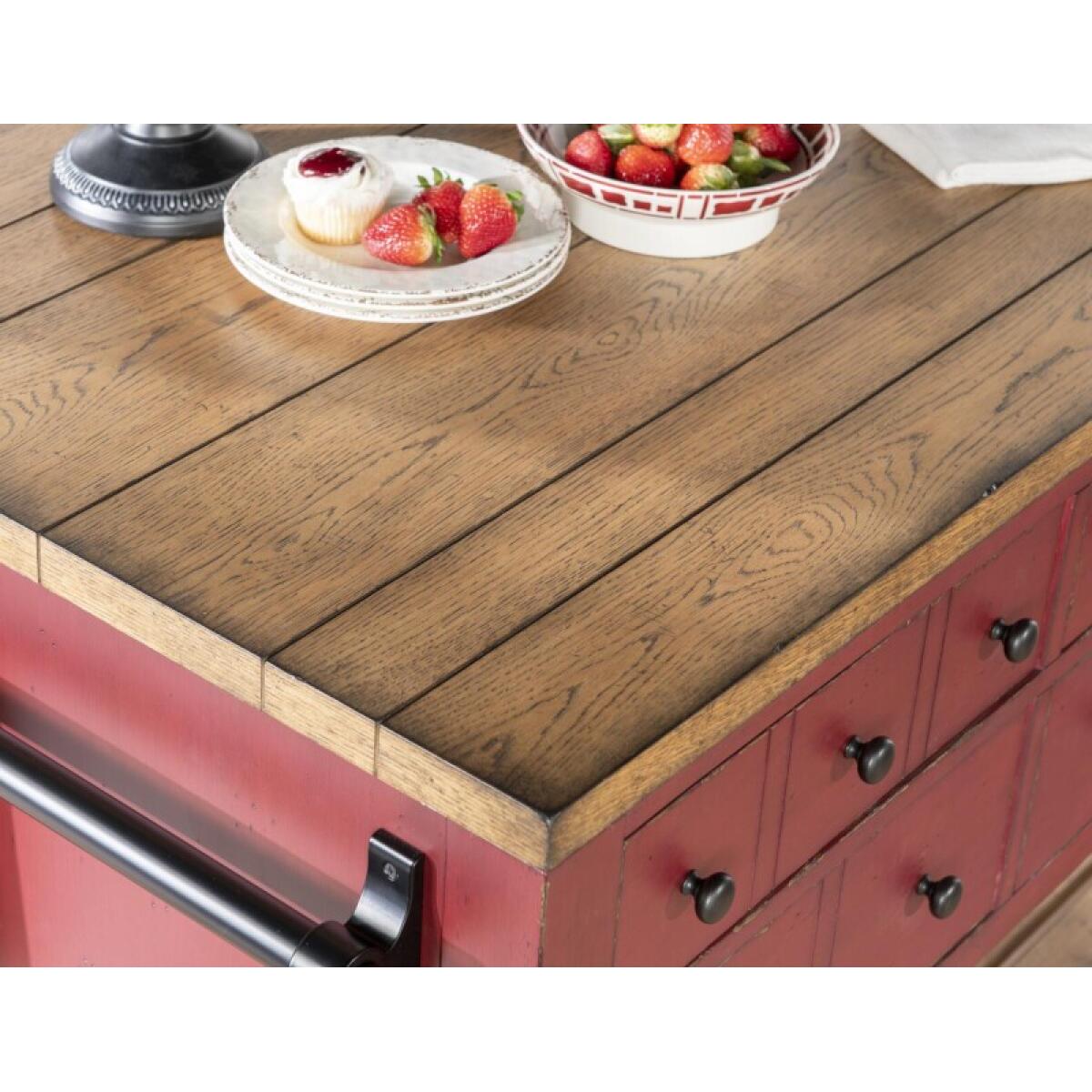 Kitchen Island 6 Drw W/casters Dining Storage Barnwood Oak And Spiced Apple 9