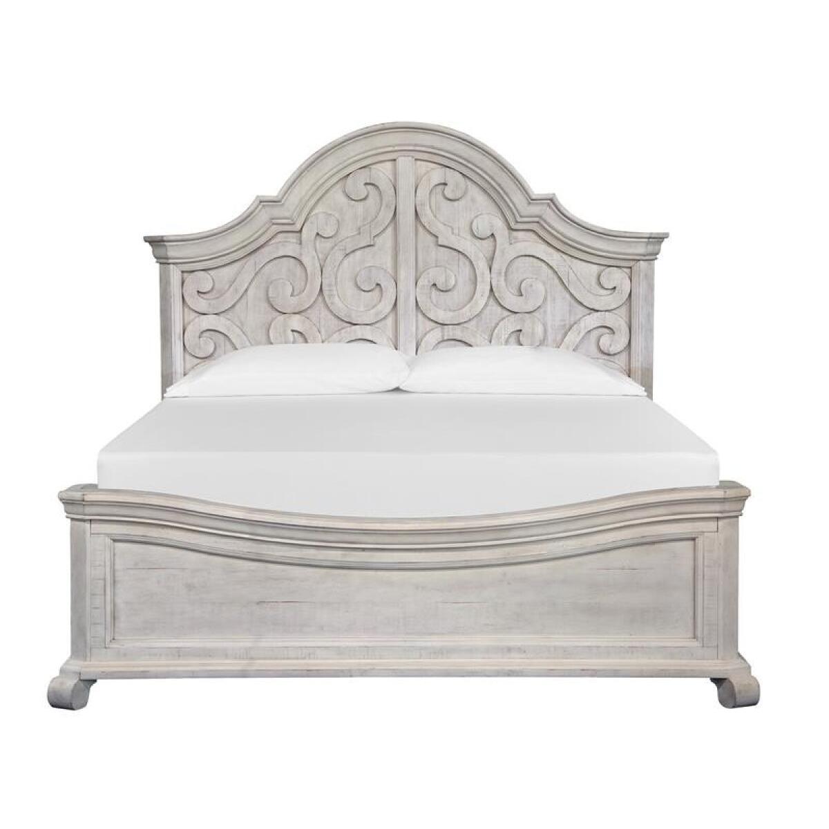 Bronwyn Wood Queen Panel Bed Shaped Headboard KD - Image 2