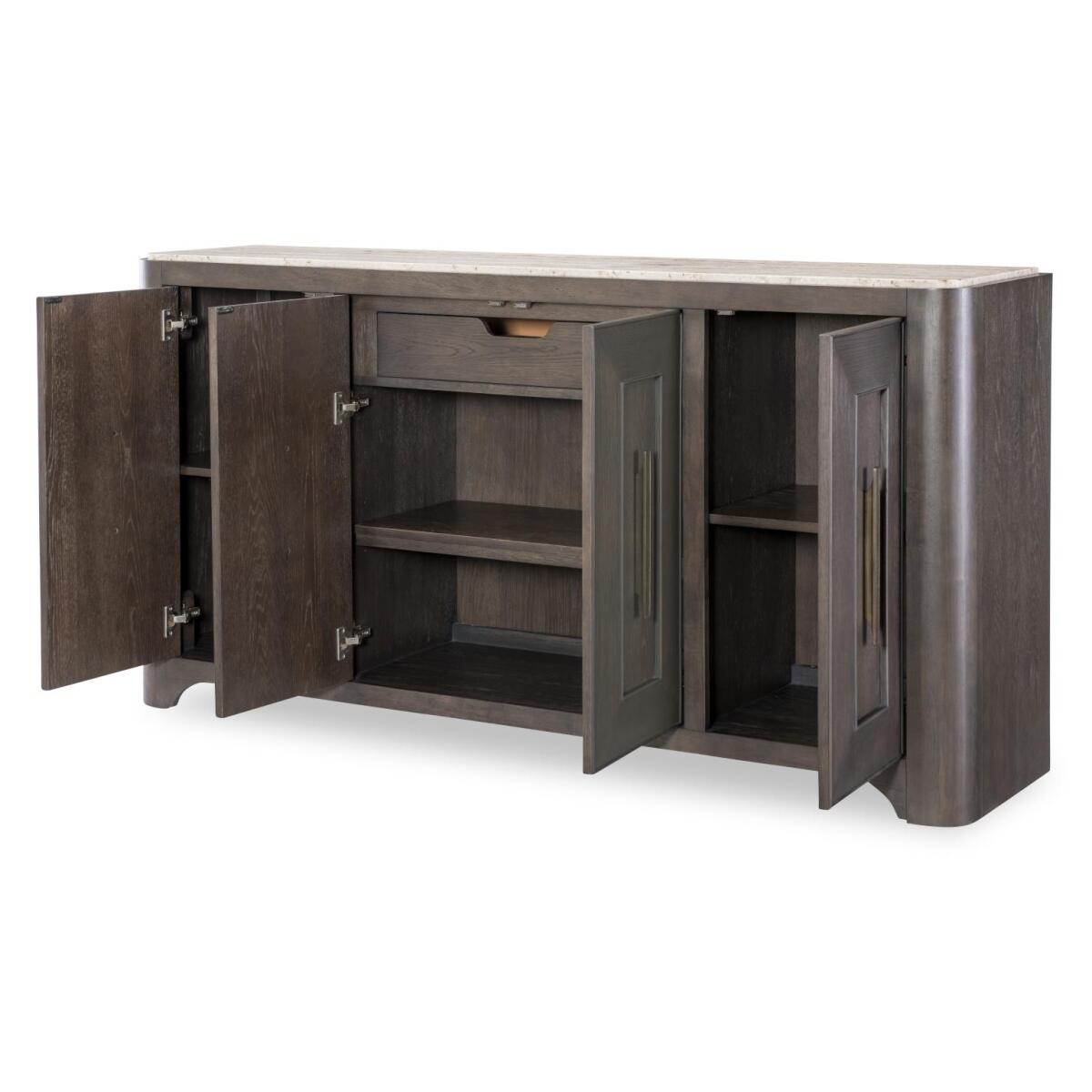 Credenza With Stone Top Dining Storage Brown 6
