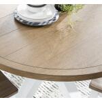 Complete Round Dining Table Dining Tables Dark Oak Tops, Natural White Base, Aged Black Accents 15